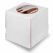 купить Коробка для торта с окошком, 240*240*300 мм (белая) гофрокартон  в интернет-магазине