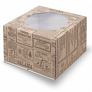 купить Коробка для торта с окошком, 300*300*190 мм (газета) гофрокартон 016800  в интернет-магазине